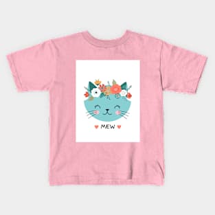 Adorable cat mew design tee shirt Kids T-Shirt